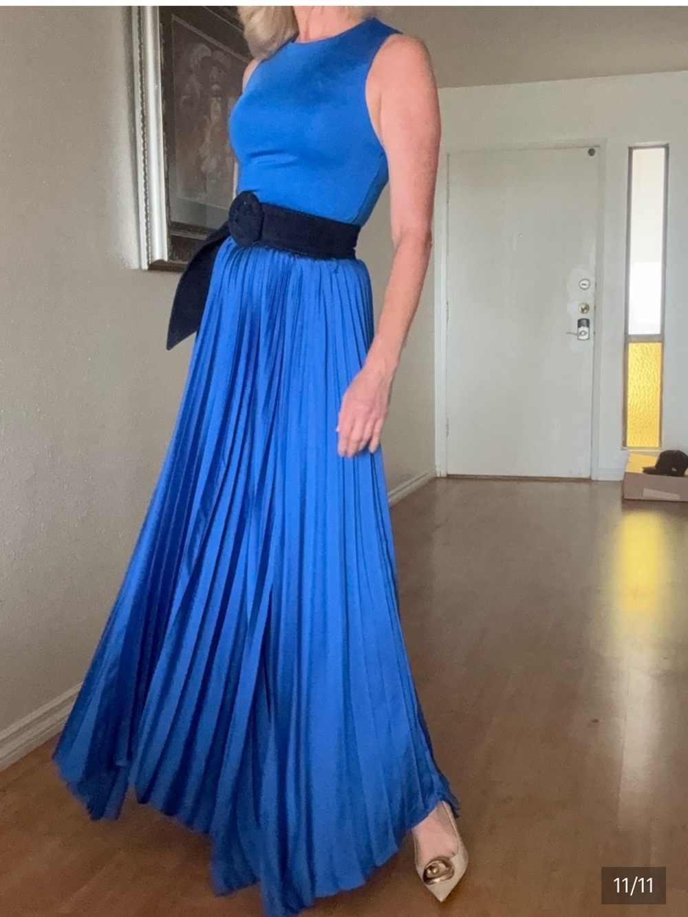 Alice + Olivia Chara Blue Pleated Maxi dress 2 $595 NEW - Picture 11 of 11